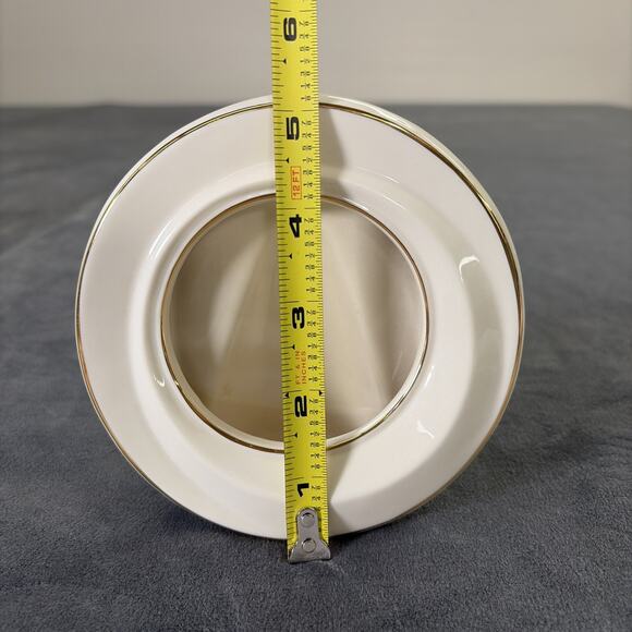 3) Lenox Ivory Porcelain Picture Frame Round 14k Gold Trim 5 " Tall EUC Charity - Picture 9 of 9